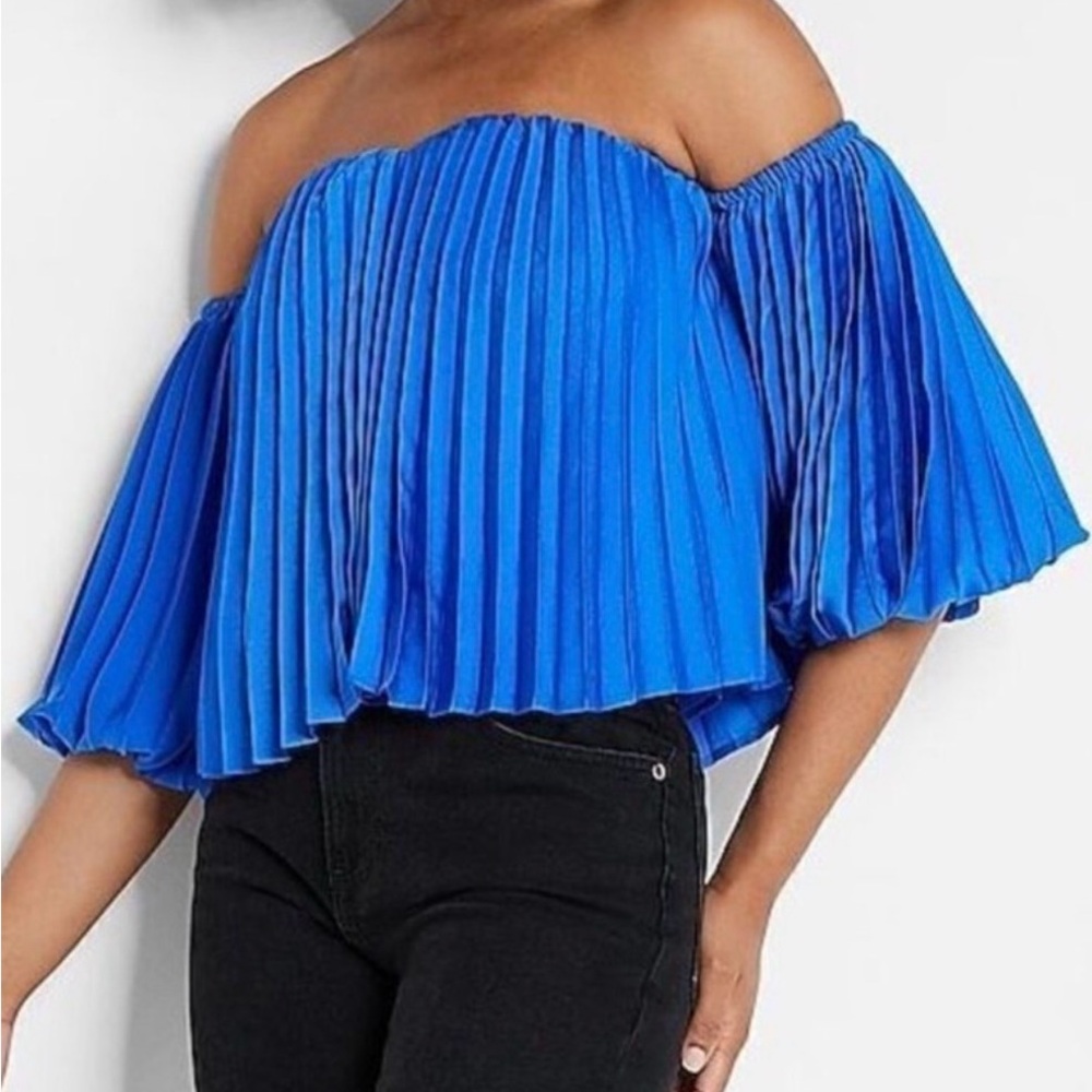 Express Vibrant Blue Off-Shoulder Blouse